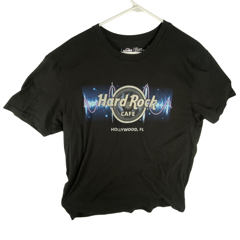Hard Rock Cafe Shirt Mens XL Black Hollywood FL Graphic Tee Travel Souvenir